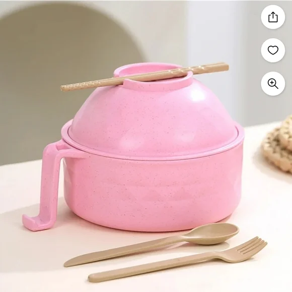 Pink Ramen Bowl Set with Utensils - Picture 6 of 12